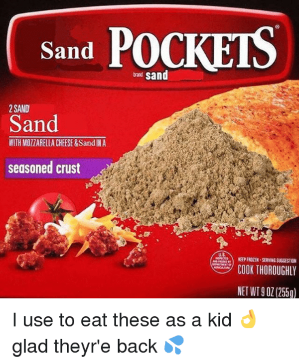 Sand Pockets Sizzle Hot Pockets Box Parodies Know Your Meme
