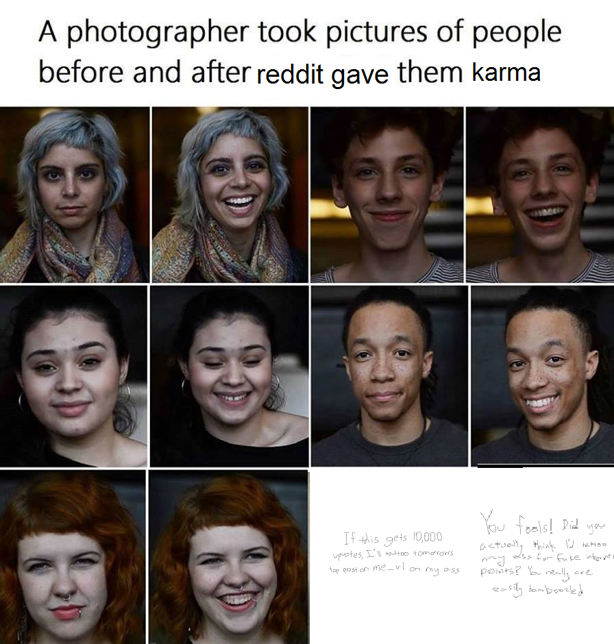 A photographer took pictures of people before and after reddit gave