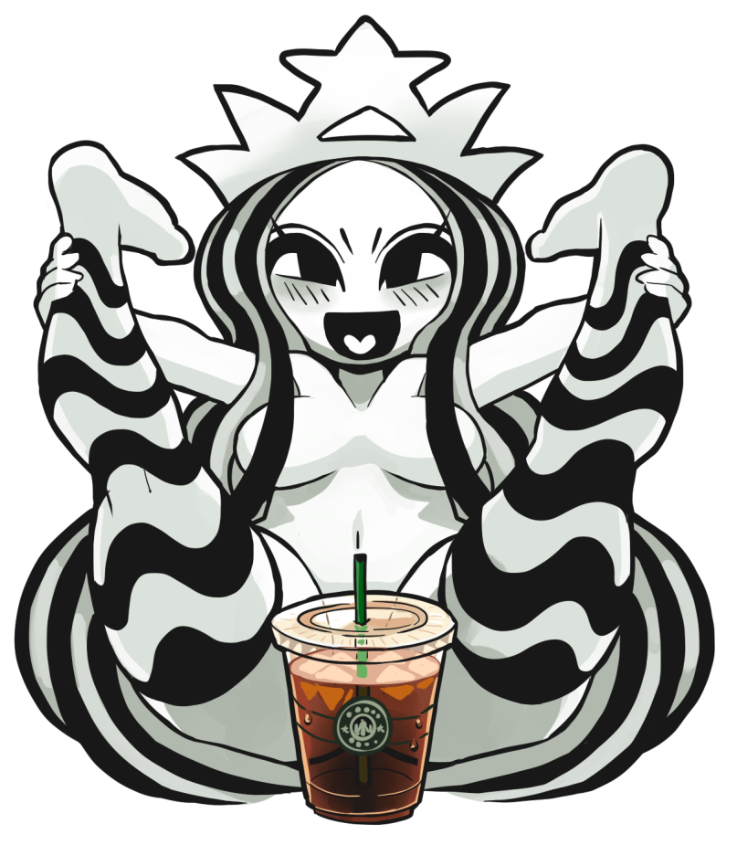 Anime woman hair starbucks