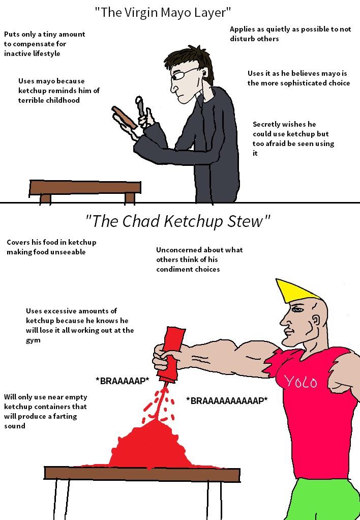 ketchup vs mayo Virgin vs. Chad Know Your Meme