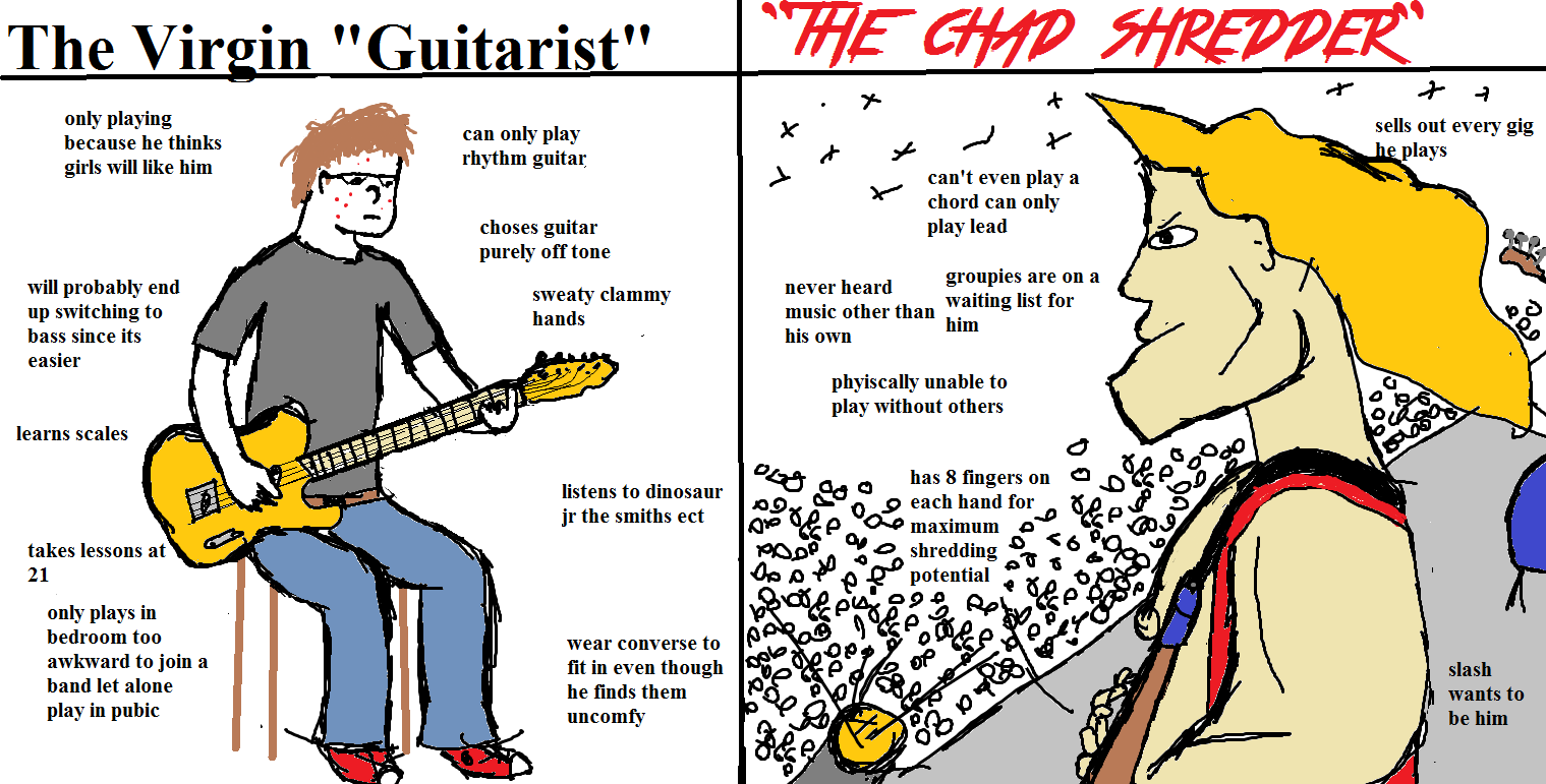 Virgin Guitarist vs. Chad Shredder Virgin vs. Chad Know Your Meme