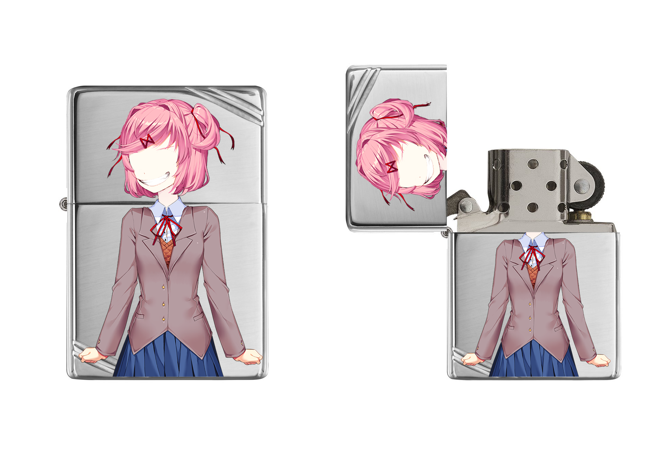 ddlc, natsuki, neck snap, lighter.