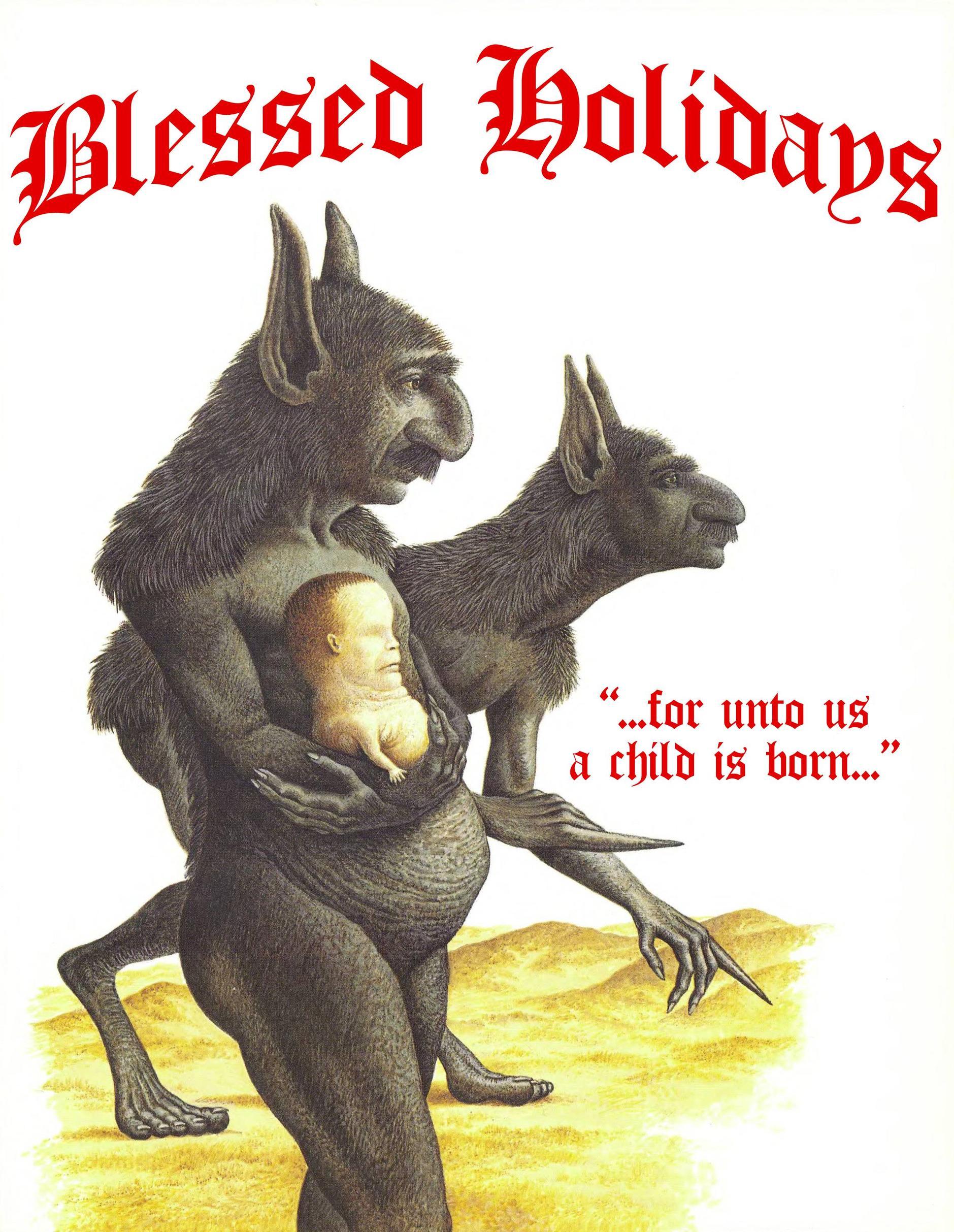 Blessed Holidays "for unto us a child is born" Season's Greetings