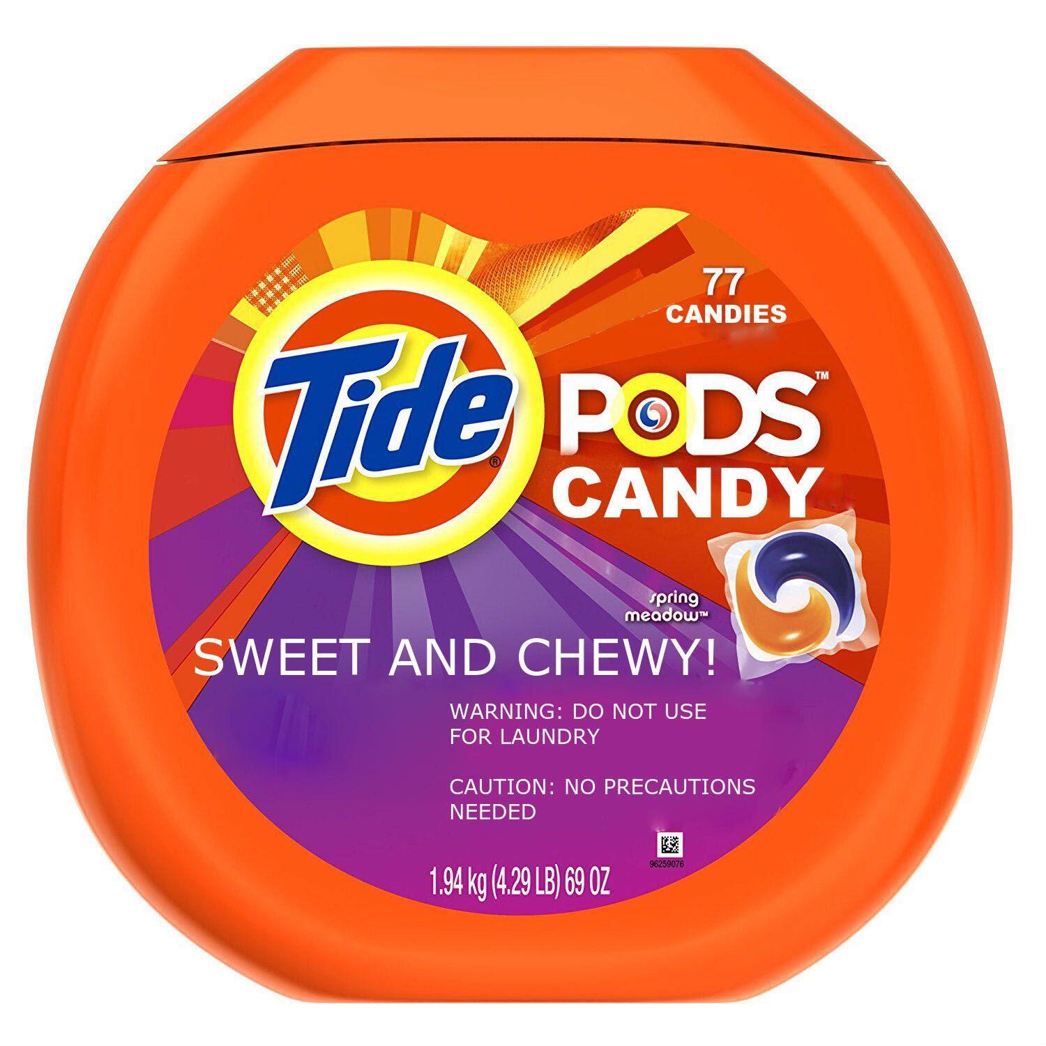 A image of the Tide Pods packaging, but as candy instead