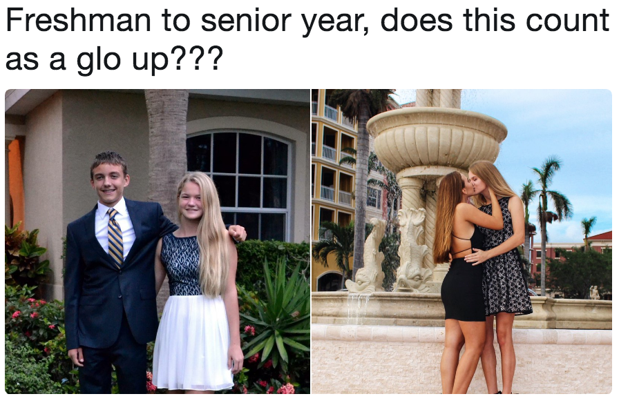 Freshman to senior year, does this count as a glo up??? Glo Up Know