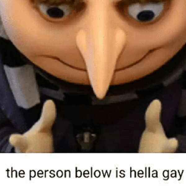 The person below is hella gay (Nondeep fried version) Gru Hella Gay