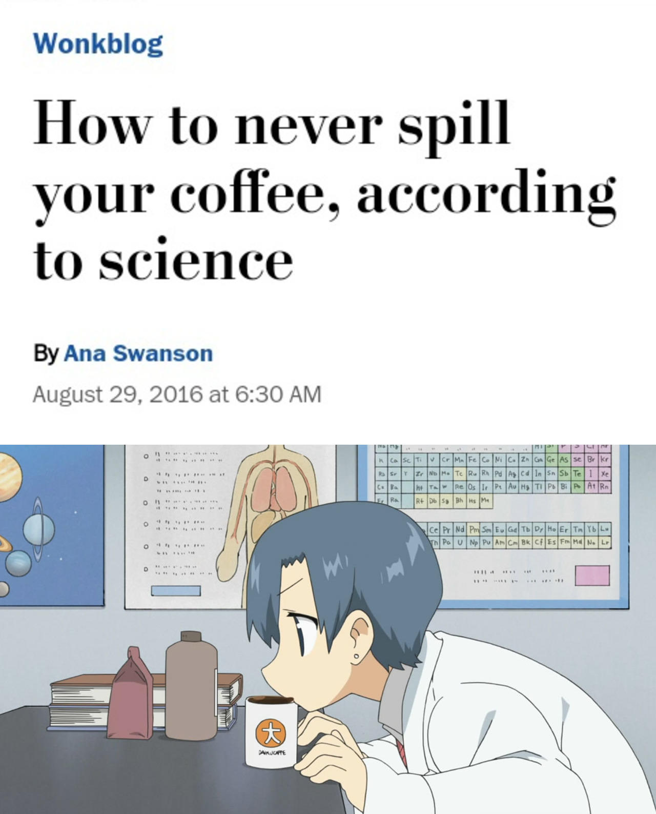 How to never spill your coffee Nichijou Know Your Meme