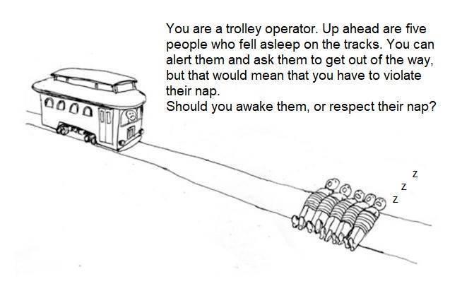 Should You Wake Them Up The Trolley Problem Know Your Meme