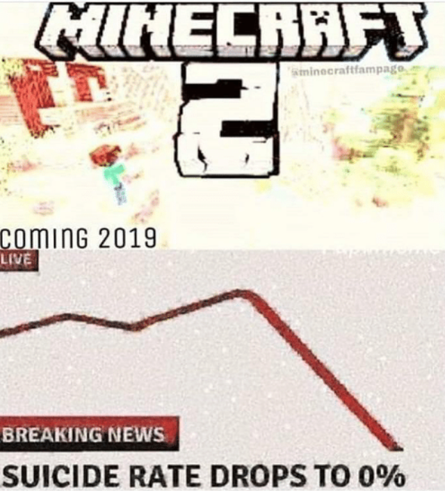 Minecraft 2 Suicide Rate Drops to 0 Know Your Meme