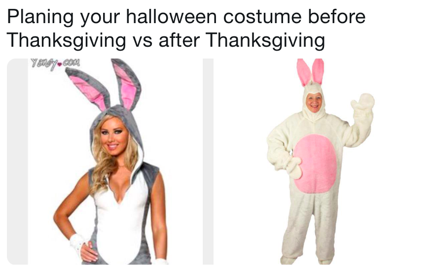 Planing your halloween costume before Thanksgiving vs after