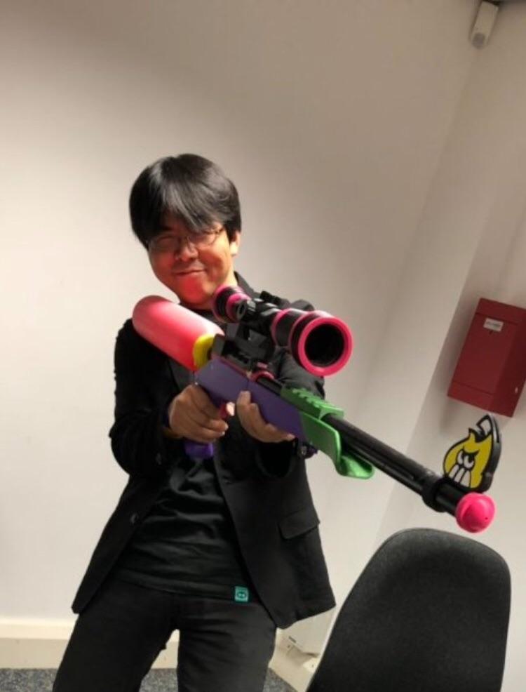 Hisashi Nogami with a Firefin Splatterscope Splatoon Know Your Meme