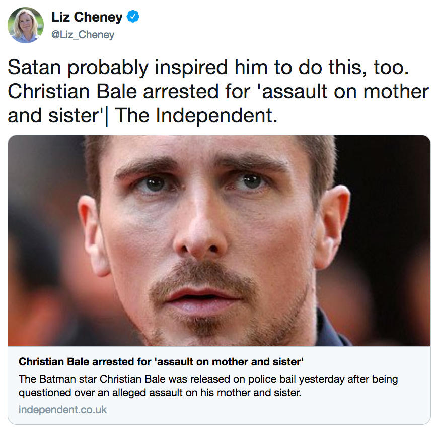 Satan Probably Inspired Him To Do This Too Christian Bale Arrested For Assault On Mother And Sister Golden Globe Awards 2019 Know Your Meme