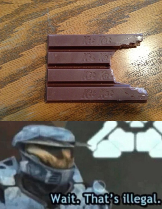 Kit Kat Eaten the Wrong way Wait, That's Illegal Know Your Meme