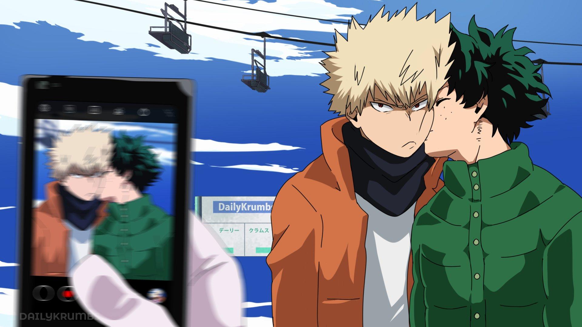 Deku Kissing Kacchan While Ochako Takes The Picture My Hero Academia Know Your Meme