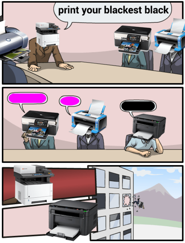 Black printer thrown out by Magenta Printers Printer Magenta Know Your Meme