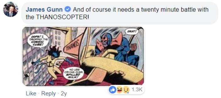 James Gunn s Post Thanoscopter Know Your Meme