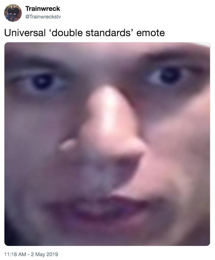 Universal ‘double standards’ emote | SquadW | Know Your Meme