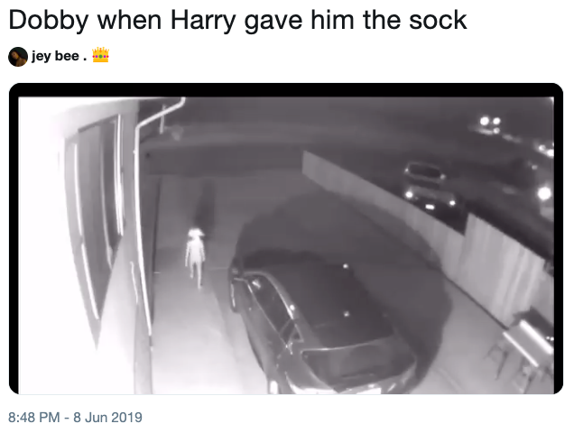 Dobby when Harry gave him the sock | Dobby Security Camera Footage ...