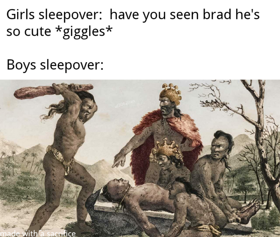 have you seen brad Boys Sleepovers vs. Girls Sleepovers Know Your Meme
