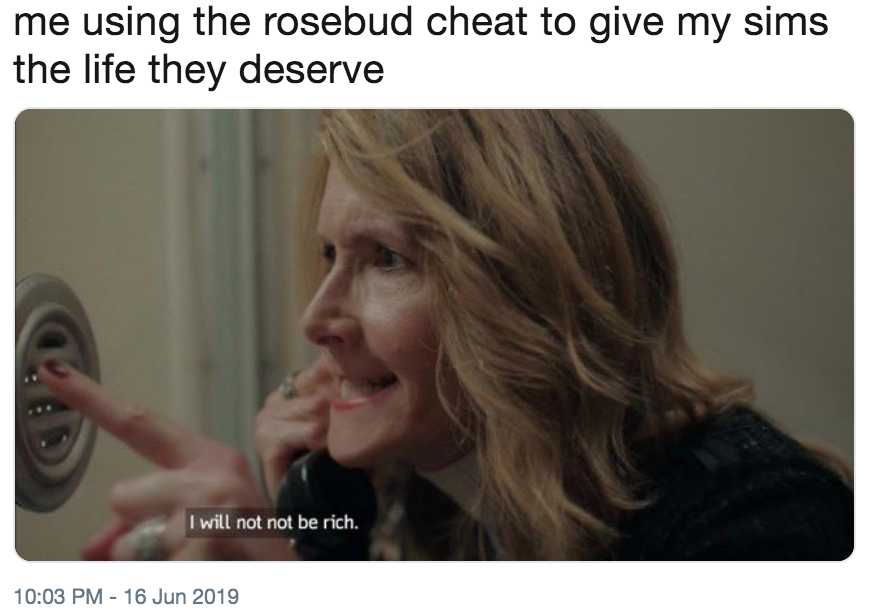 me using the rosebud cheat to give my sims the life they deserve I
