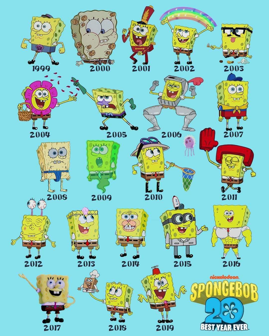 20 years of variation. Same old Bob we love! r/BikiniBottomTwitter