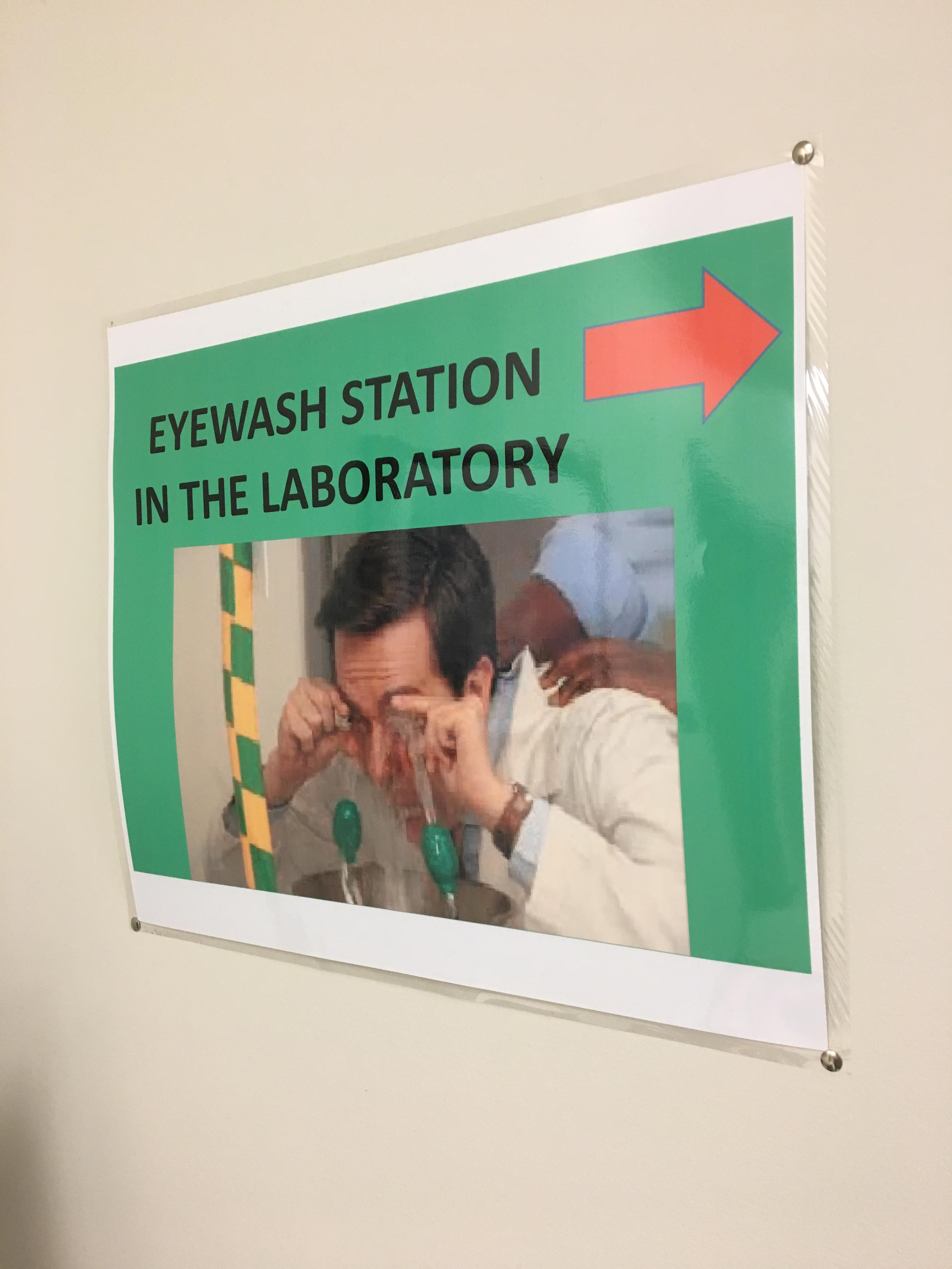 The office where I work has an eyewash station picture from The Office