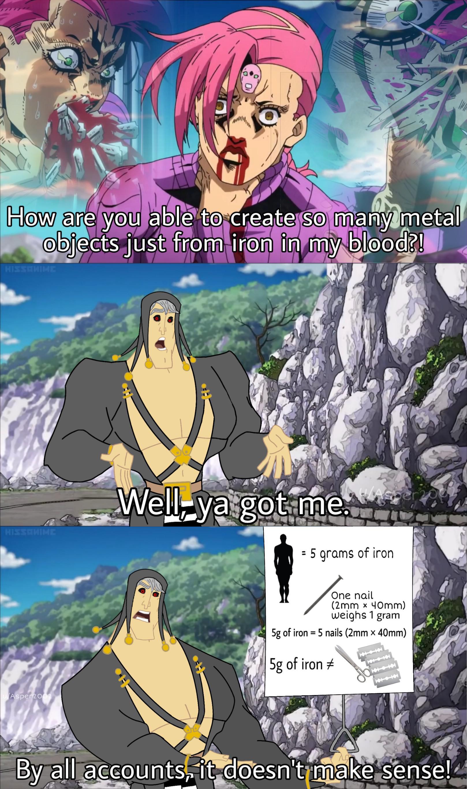 Kronk As Risotto Nero Template In The Comments R Shitpostcrusaders By All Accounts It Doesn T Make Sense Know Your Meme
