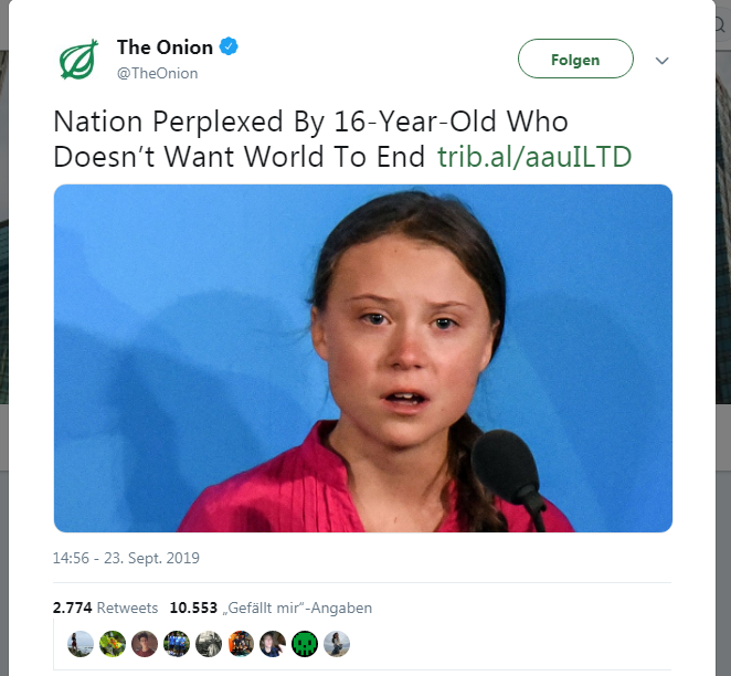 The Onion W The Hot Take Greta Thunberg Know Your Meme