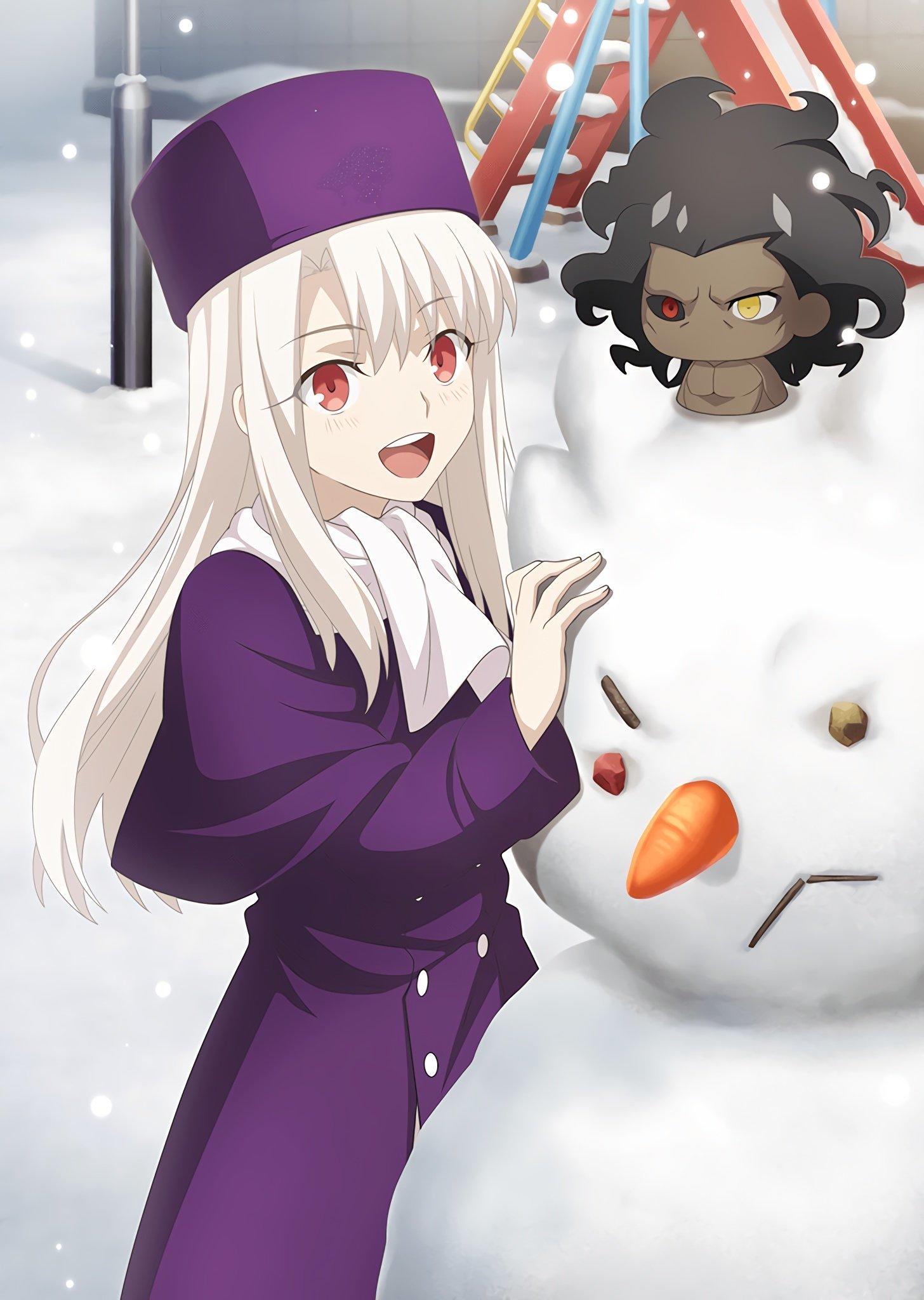 Illyasviel Von Einzbern With A Berserker Plushie Building A Snowman Fate Type Moon Know Your Meme