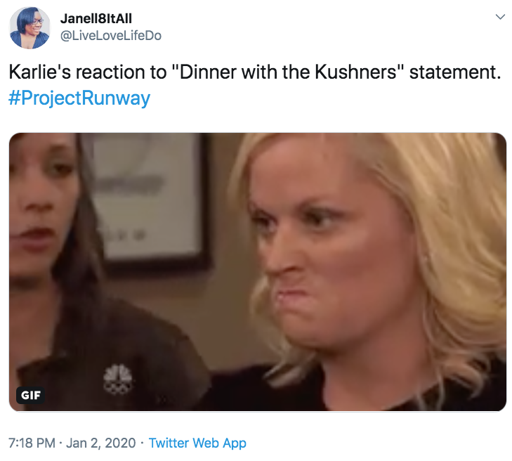 Karlie's reaction to "Dinner with the Kushners" statement. Not Even