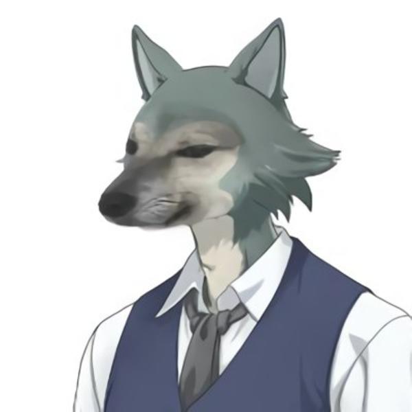 legosi de beastars avec la tete du meme doggo photoshopé en gris sur sa tête