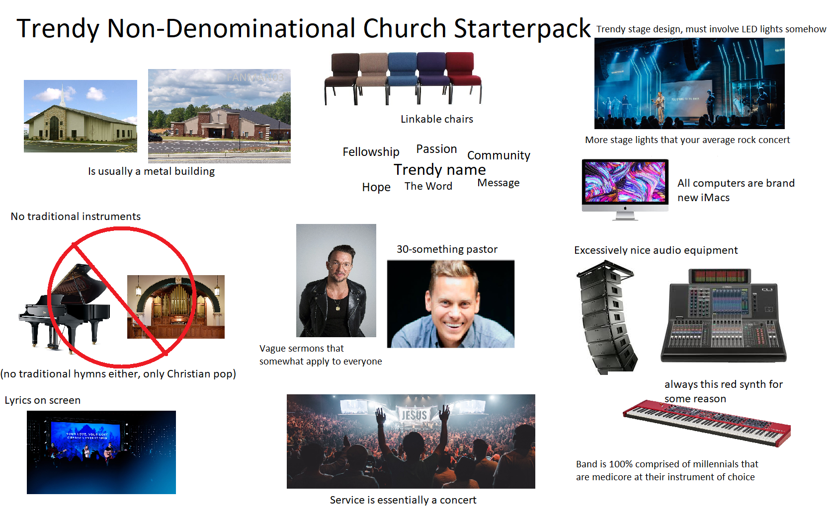 Trendy NonDenominational Church Starter Pack /r/starterpacks