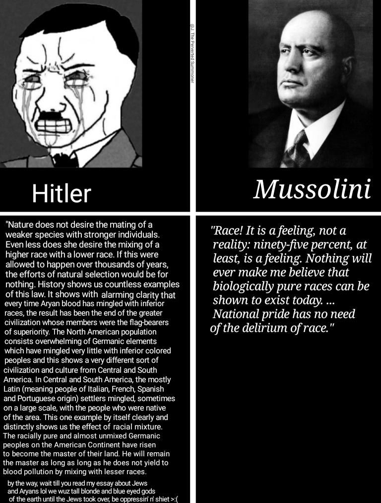Hitler vs Mussolini on race Adolf Hitler Know Your Meme