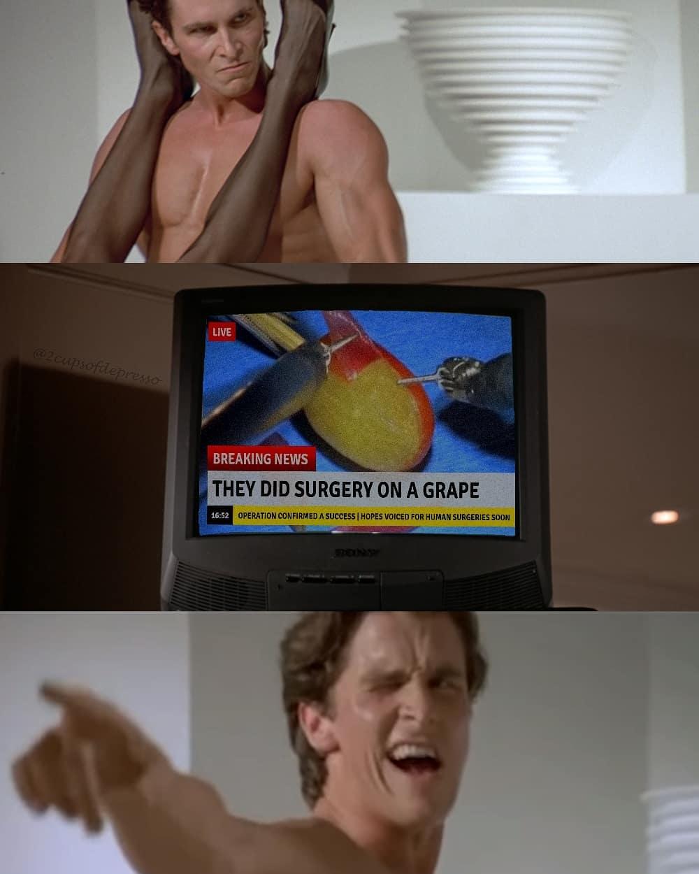 They Did Surgery Patrick Bateman American Psycho Sex Scene Arm Flex Know Your Meme