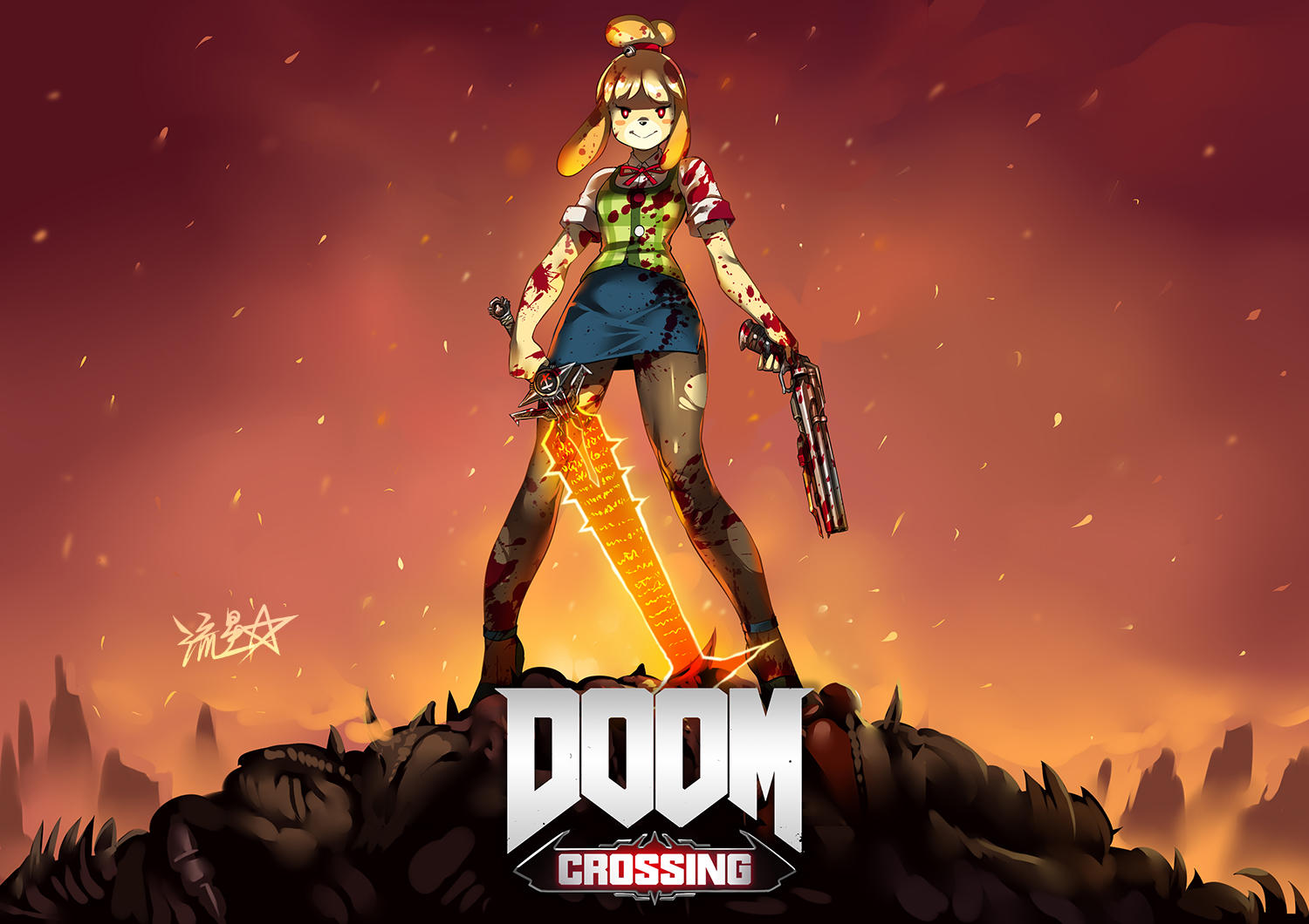 Doom Crossing by cnmbwjx | Doomguy and Isabelle | Know Your Meme