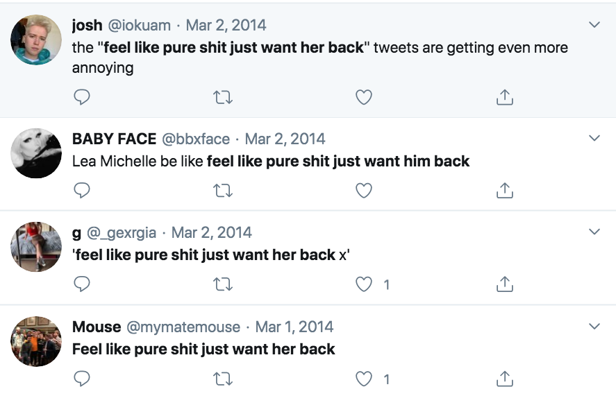 feel like pure shit tweets Feel Like Pure Shit Just Want Her Back x Know Your Meme