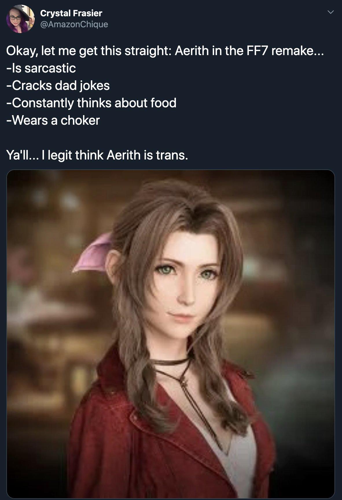 aerith final fantasy 7 remake on Aerith Is Trans Transgender Headcanons Know Your Meme