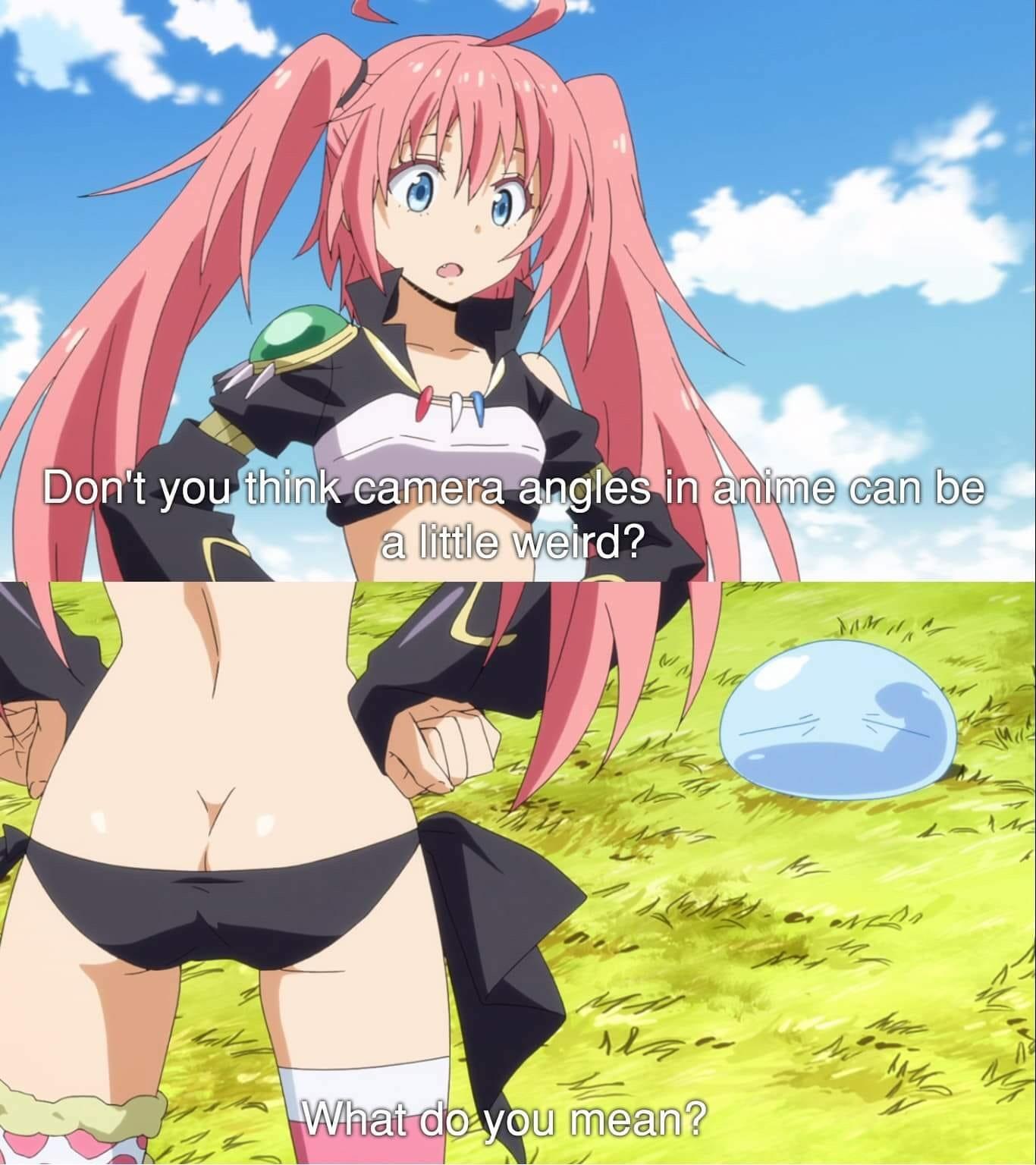 "Ah yes, enslaved fanservice" Anime Camera Angles Know Your Meme