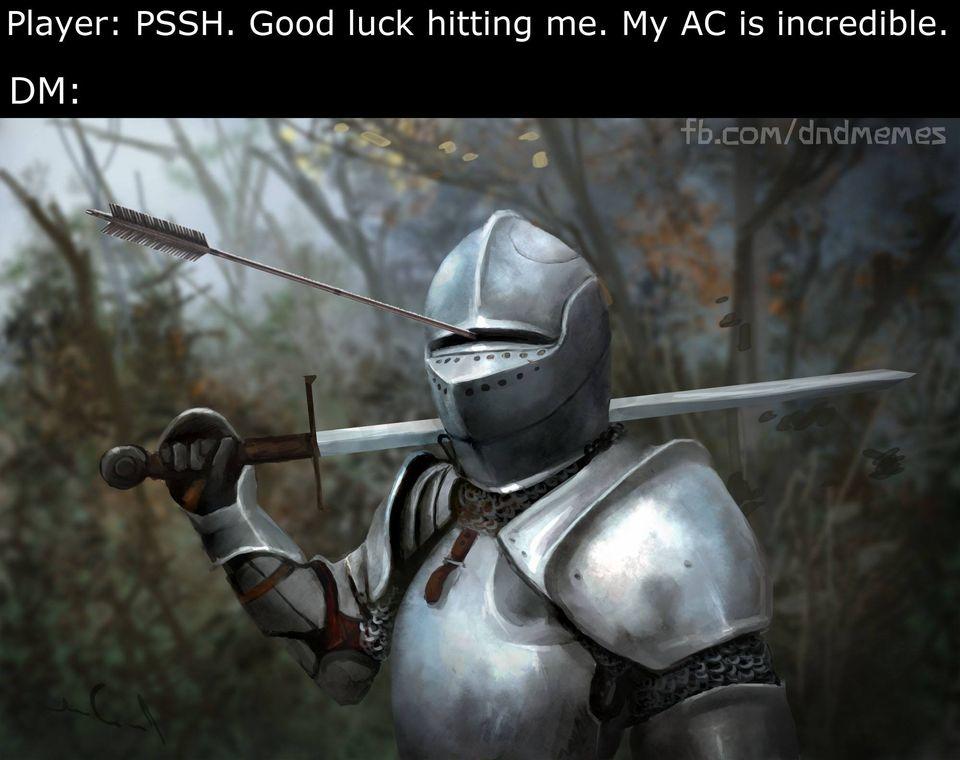 good luck hitting me Medieval Knight with Arrow In Eye Slot Know
