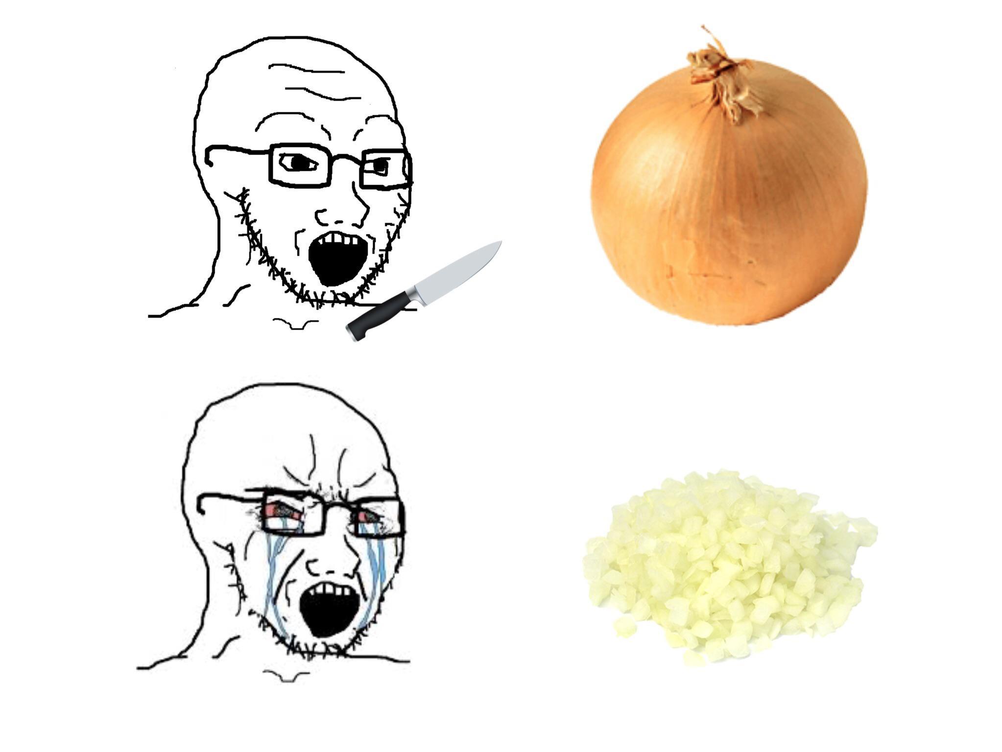 Slicing onions Soy Boy Face / Soyjak Know Your Meme