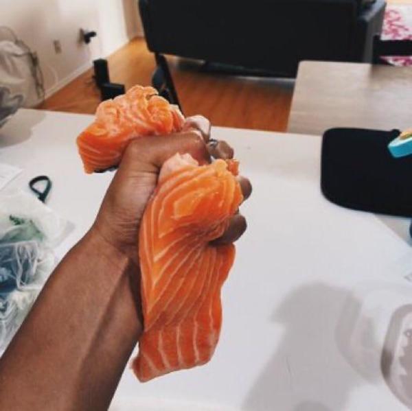 Salmon Gripping Food With Force Know Your Meme
