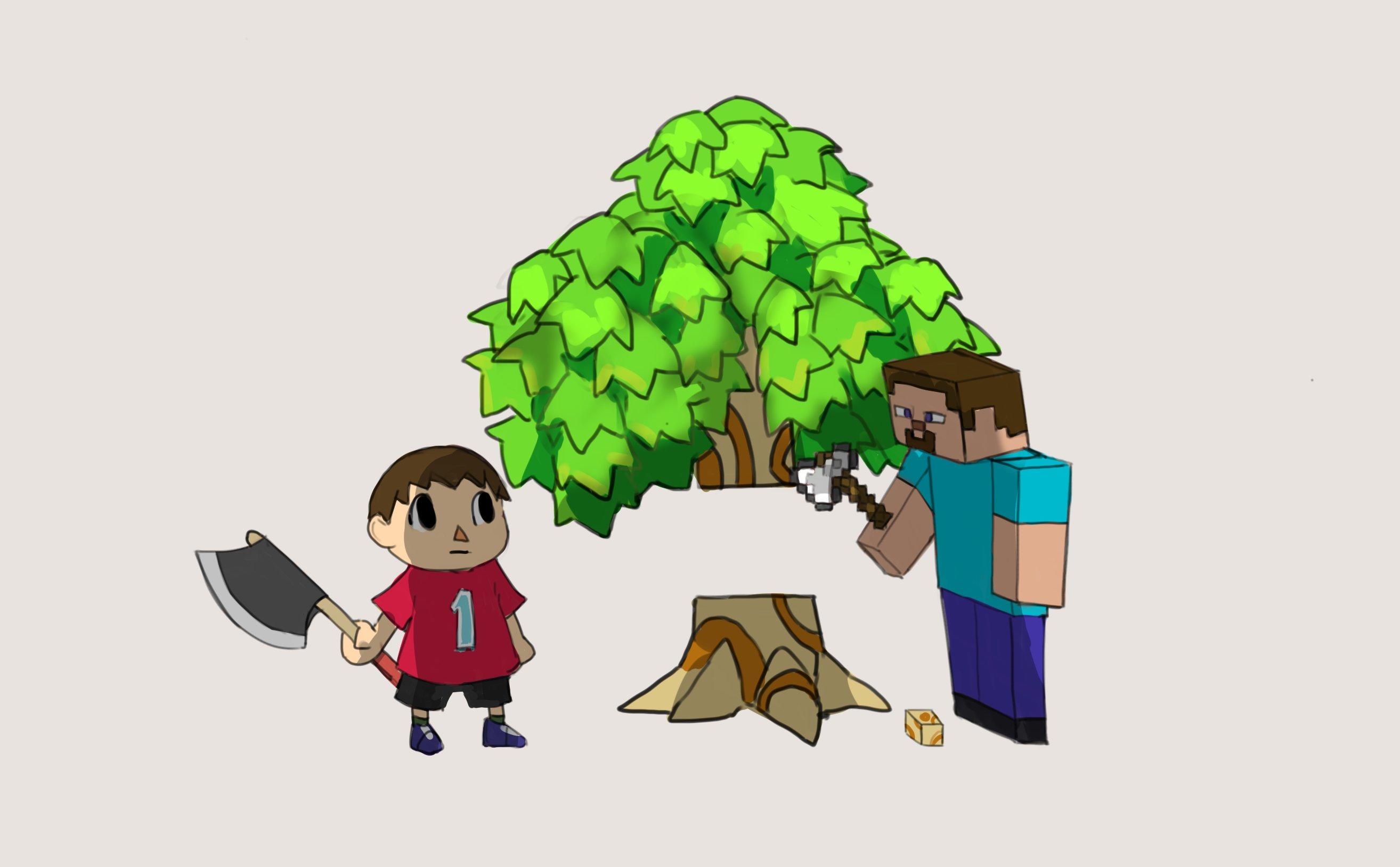 Steve chops Villager's tree Super Smash Brothers Ultimate Know Your Meme