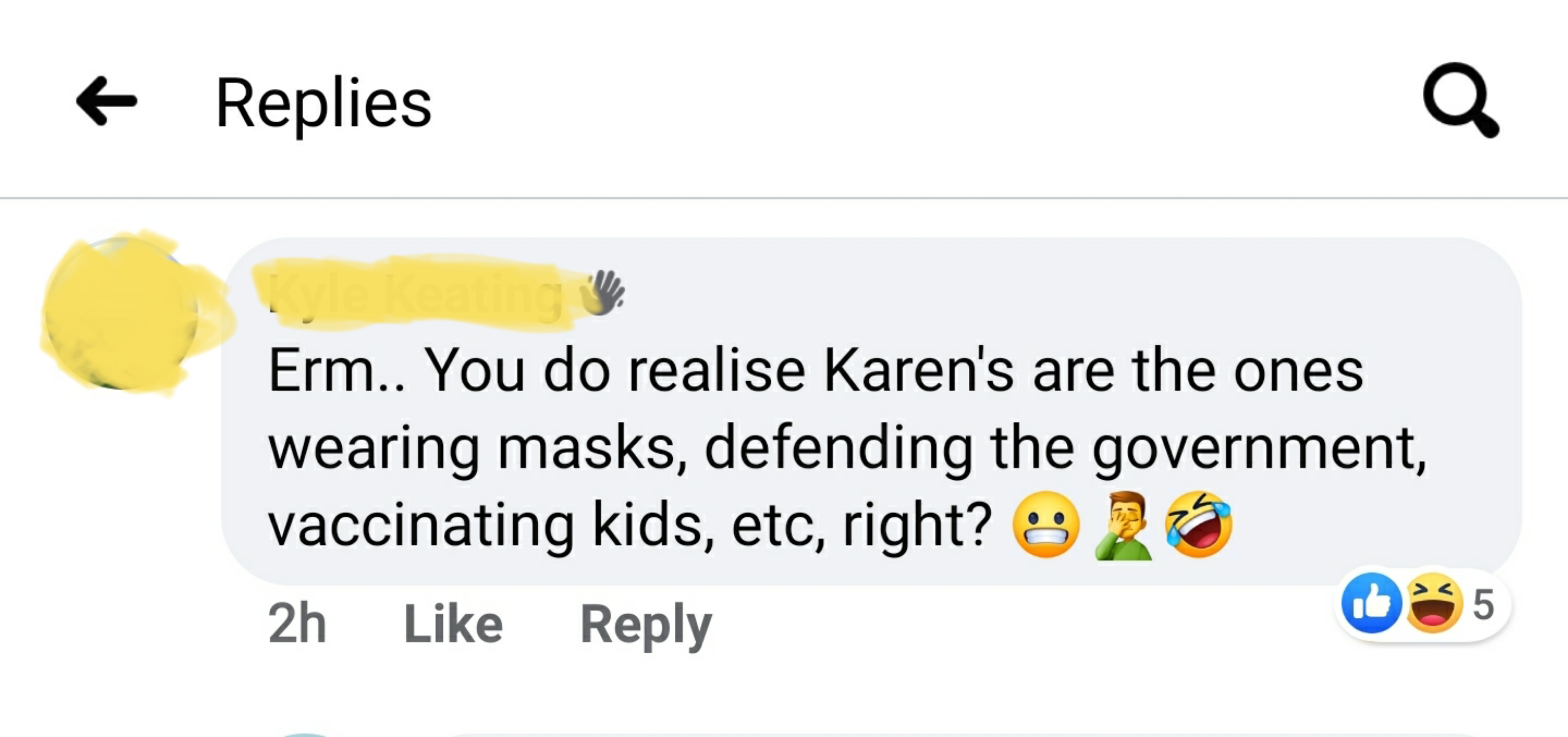 Ran into a Karen on Facebook who tried to convince people that Karen's