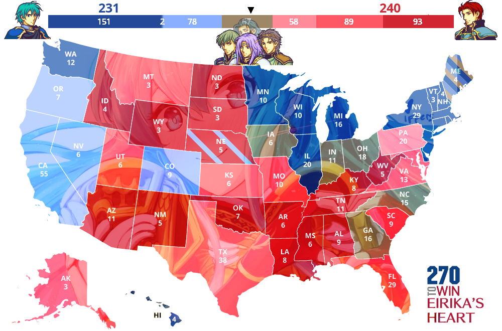 270 To Win Eirika S Heart Electoral College Map Parodies Know Your Meme