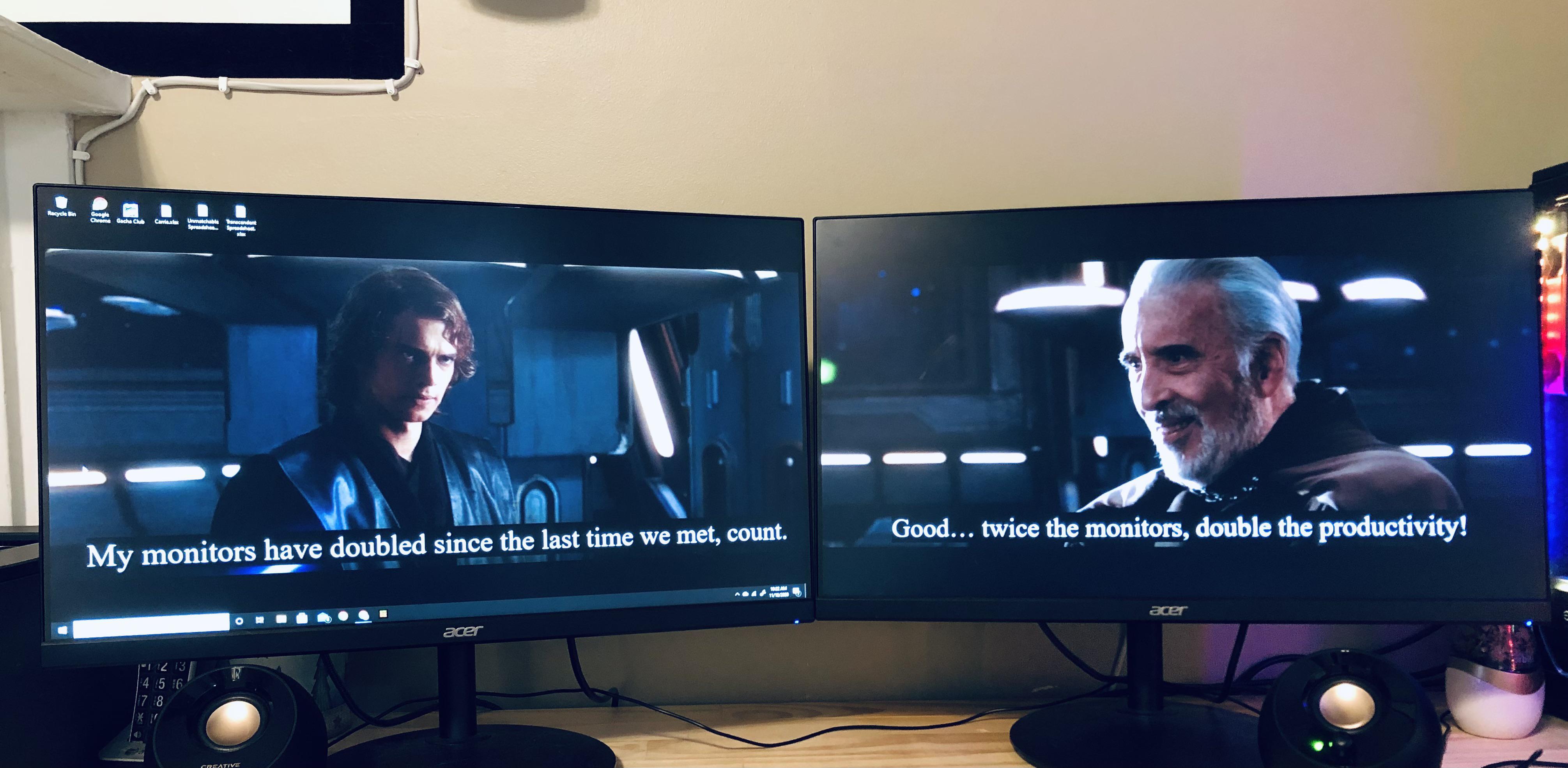 What do you guys think of my monitor set up? | /r/PrequelMemes ...