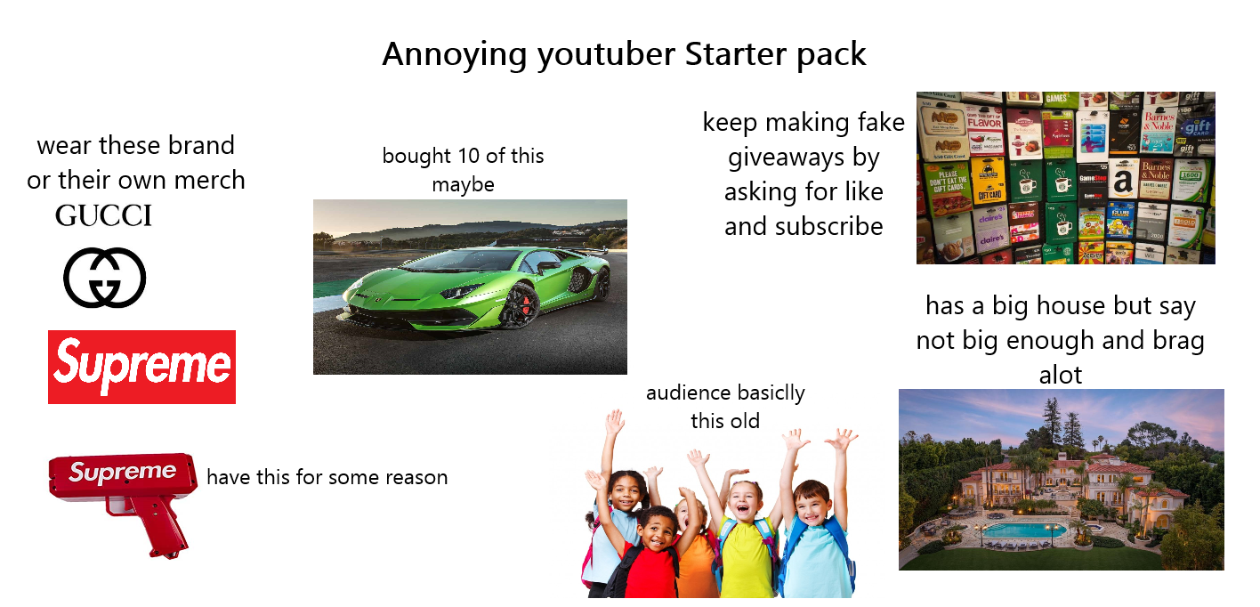 Annoying youtuber starter pack /r/starterpacks Starter Packs Know