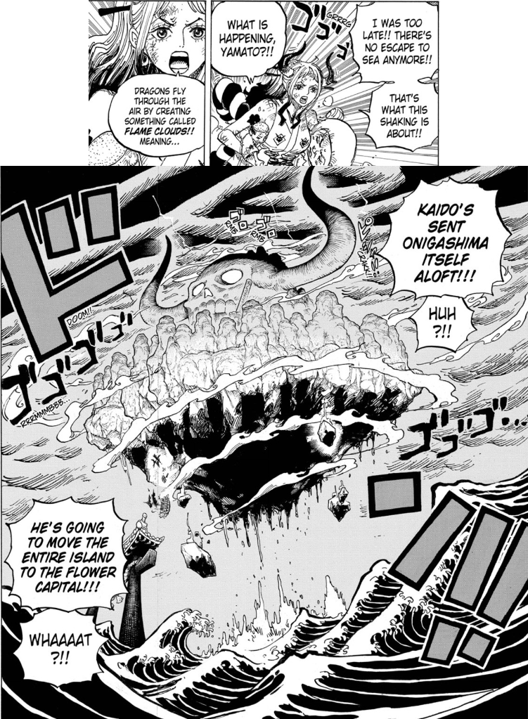Kaido Lifts Onigashima Out Of The Sea One Piece Know Your Meme