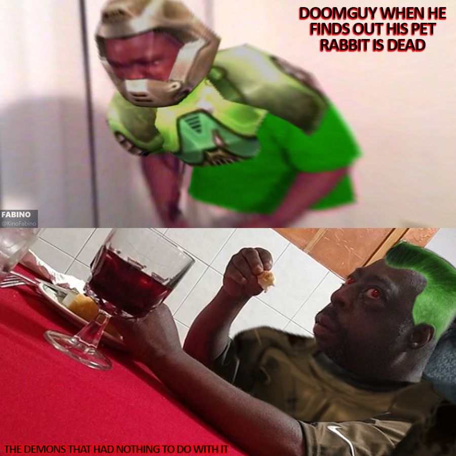 Doomguy When He Finds Out His Pet Rabbit Is Dead | Doom | Know Your Meme