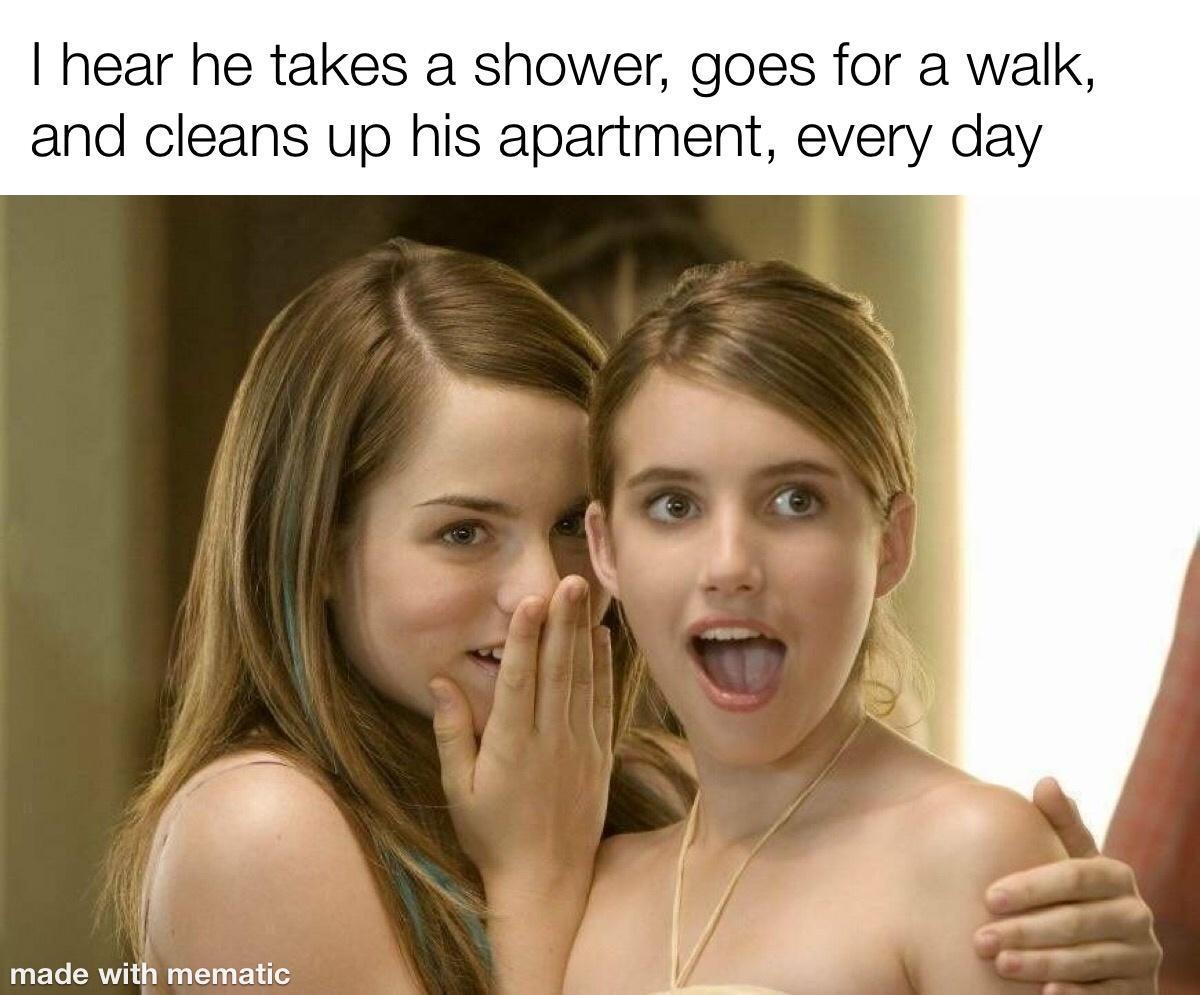 Even Puts On Socks Jojo Whispering To Surprised Emma Roberts Know Your Meme