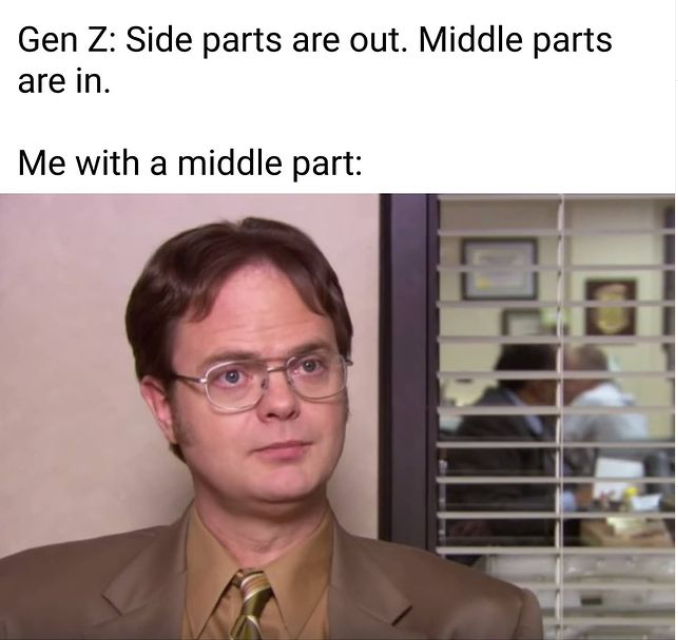 Me IRl Side Part vs. Middle Part Debate Know Your Meme